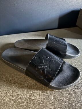 Men’s Ferragamo Black Logo Slide Sandals SIZE 13